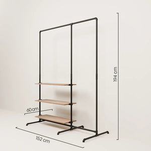 LAS 1.5 OAK – 3 prateleiras | Porta-roupas com superfície de armazenamento