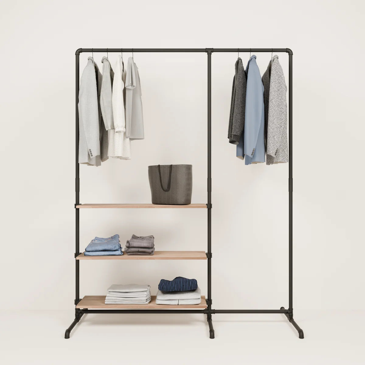LAS 1.5 OAK – 3 prateleiras | Porta-roupas com superfície de armazenamento