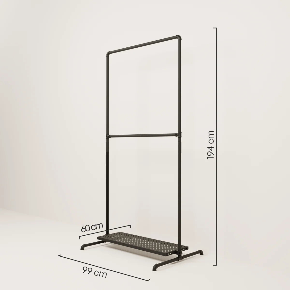LAS 1 METAL – 1 prateleira | Cabideiro de metal com prateleira
