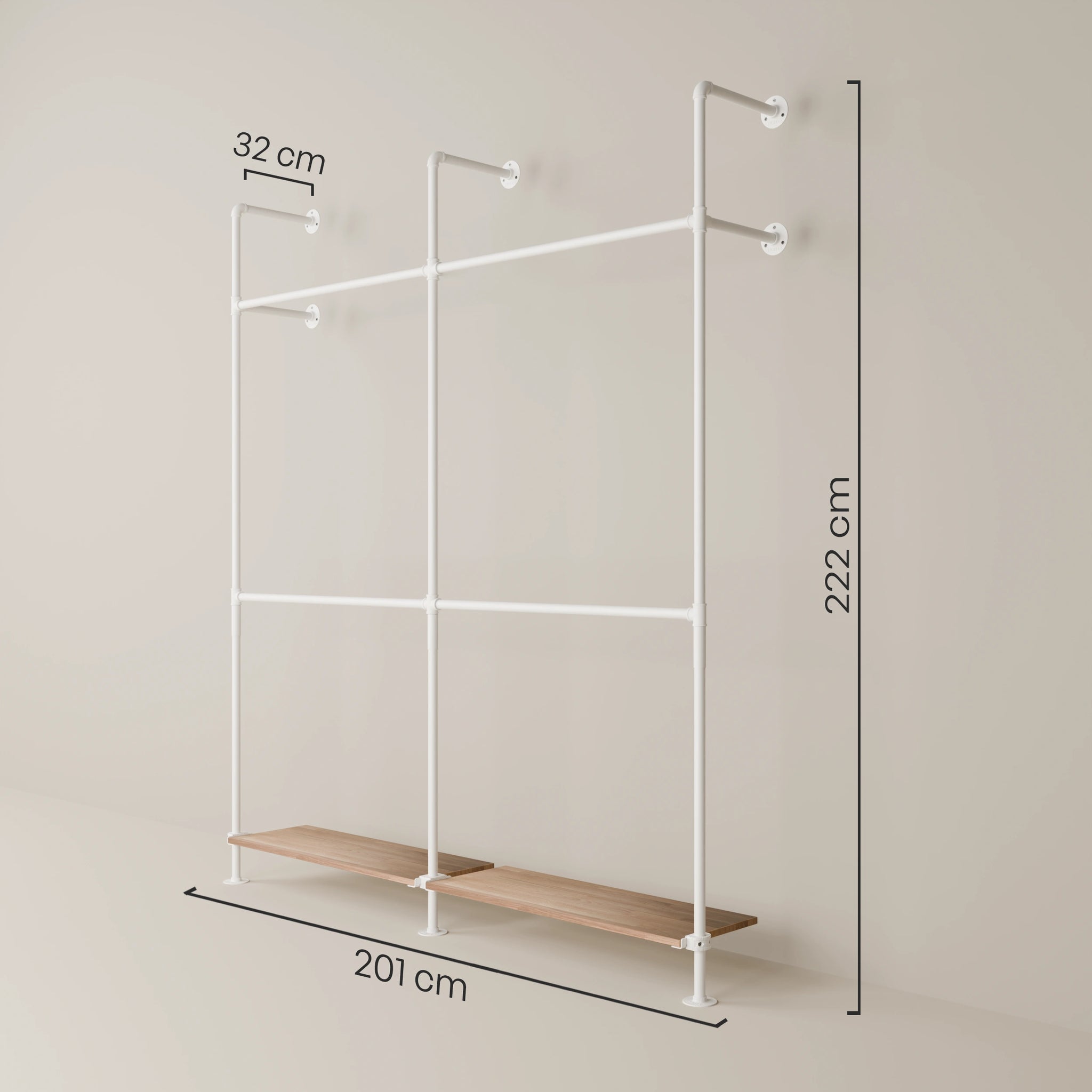 KIM DOUBLE 2 OAK – 2 prateleiras em baixo | branco