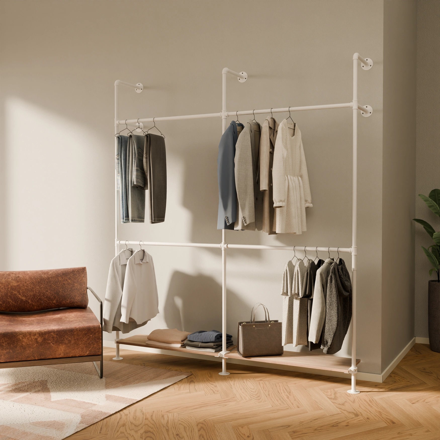 KIM DOUBLE 2 OAK – 2 prateleiras em baixo | branco
