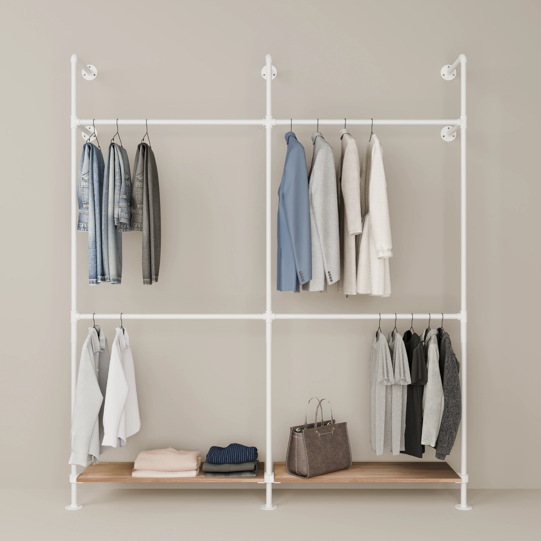 KIM DOUBLE 2 OAK – 2 prateleiras em baixo | branco