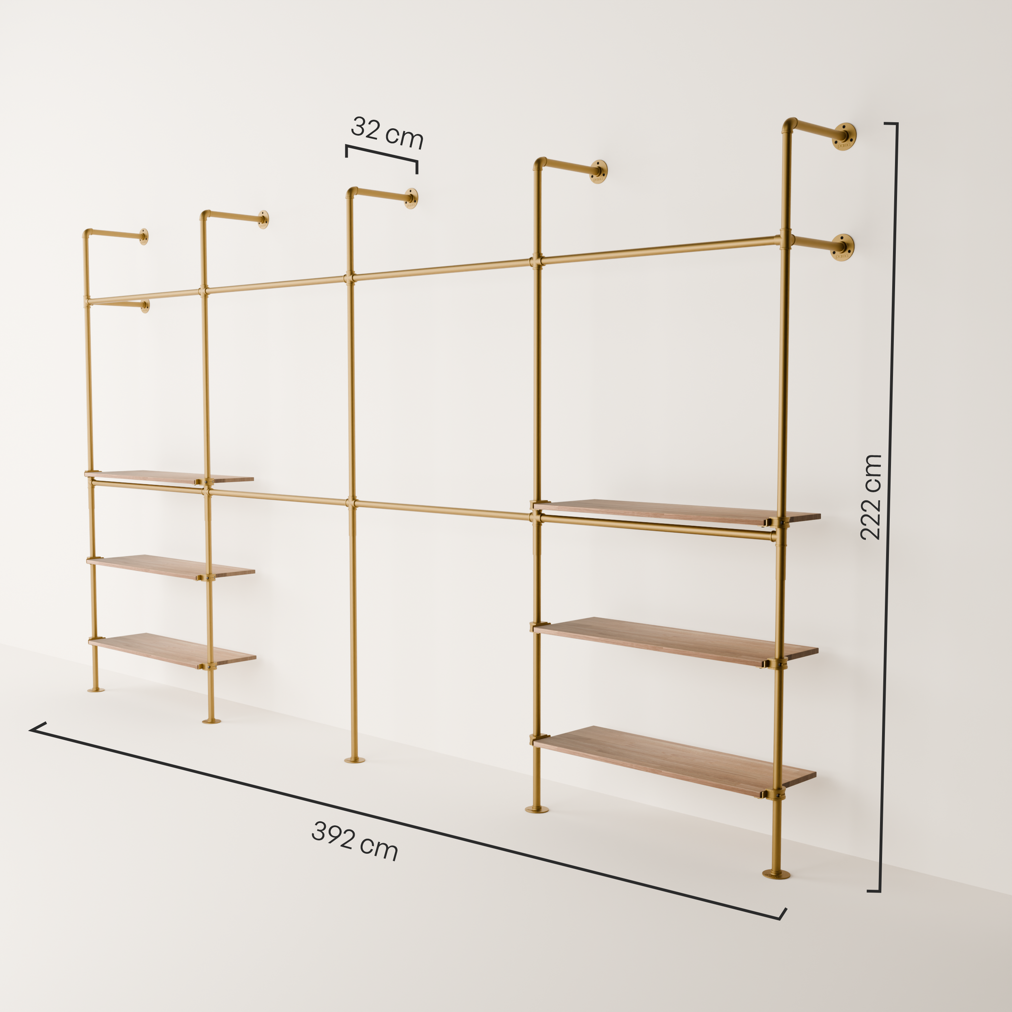 KIM DOUBLE 4 OAK – 6 prateleiras | dourado