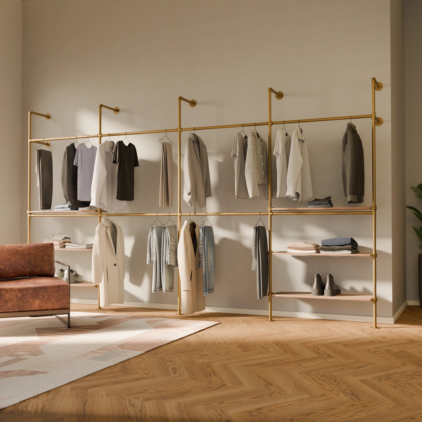 KIM DOUBLE 4 OAK – 6 prateleiras | dourado
