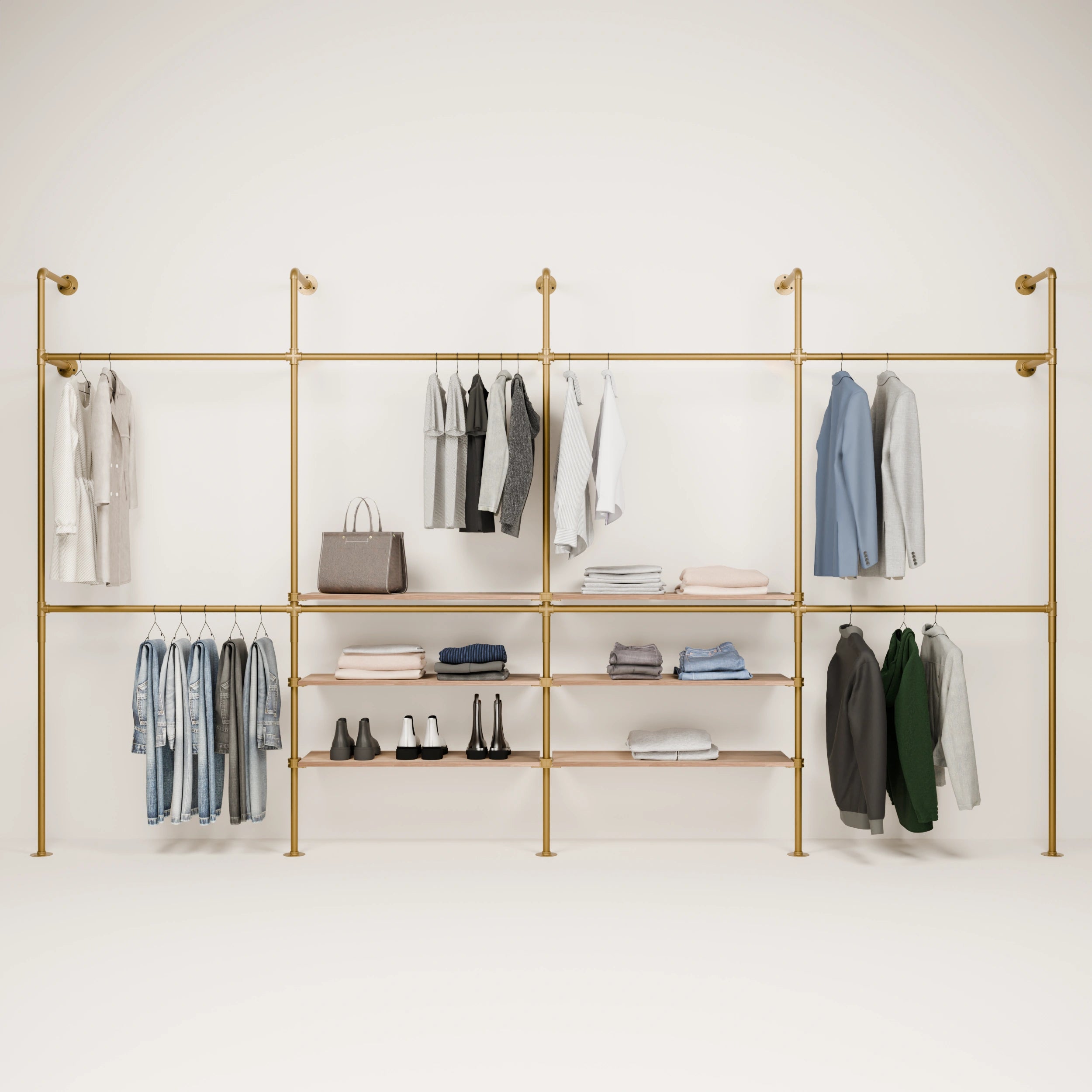 KIM DOUBLE 4 OAK – 6 prateleiras no centro | dourado