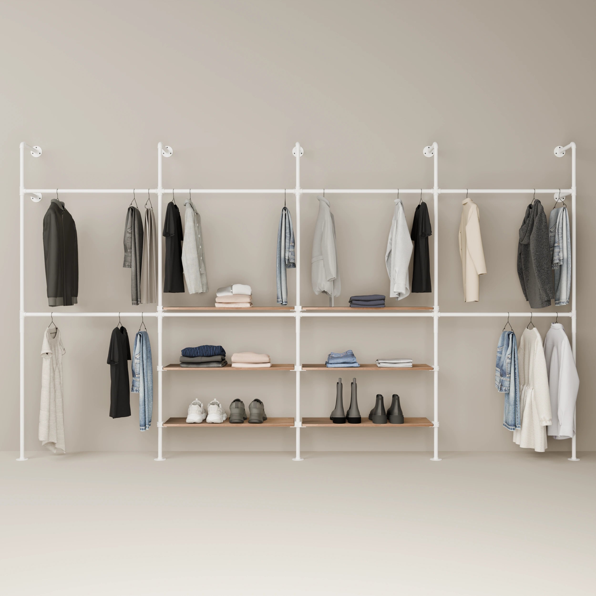 KIM DOUBLE 4 OAK – 6 prateleiras no centro | branco