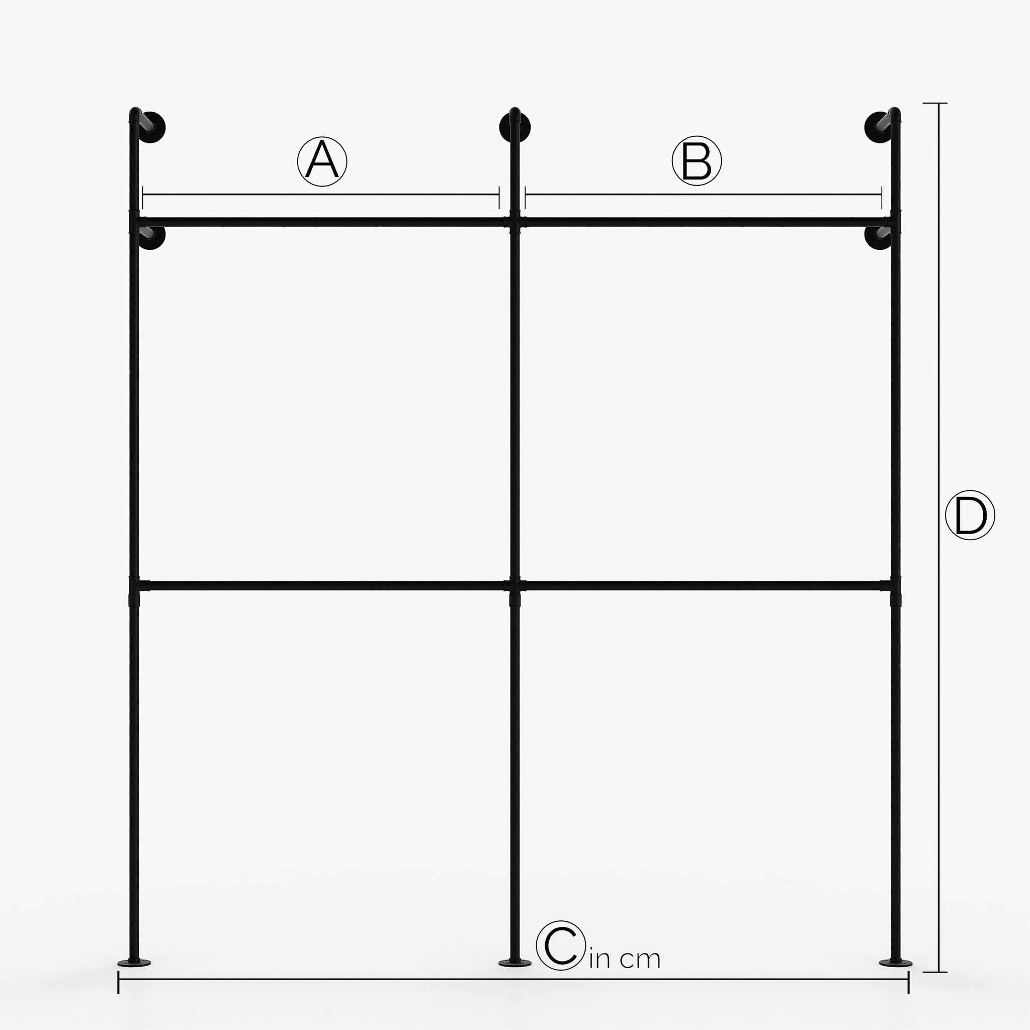 KIM II Double – KIM II Double – garderobe industriel | industrielt design | sort rør