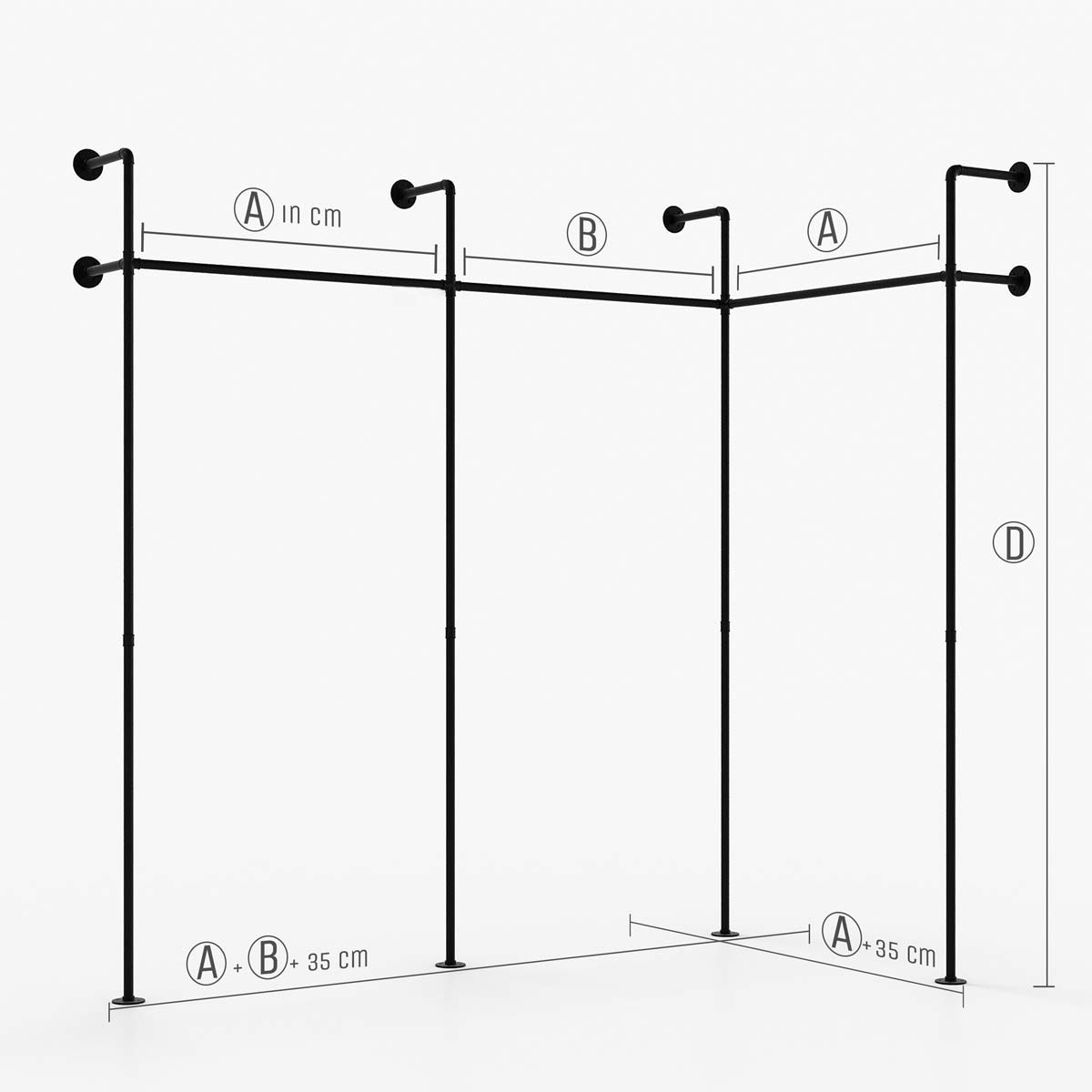 Made to measure – KIM III EDGE – garderobe industrielt | industrielt design | sorte rør